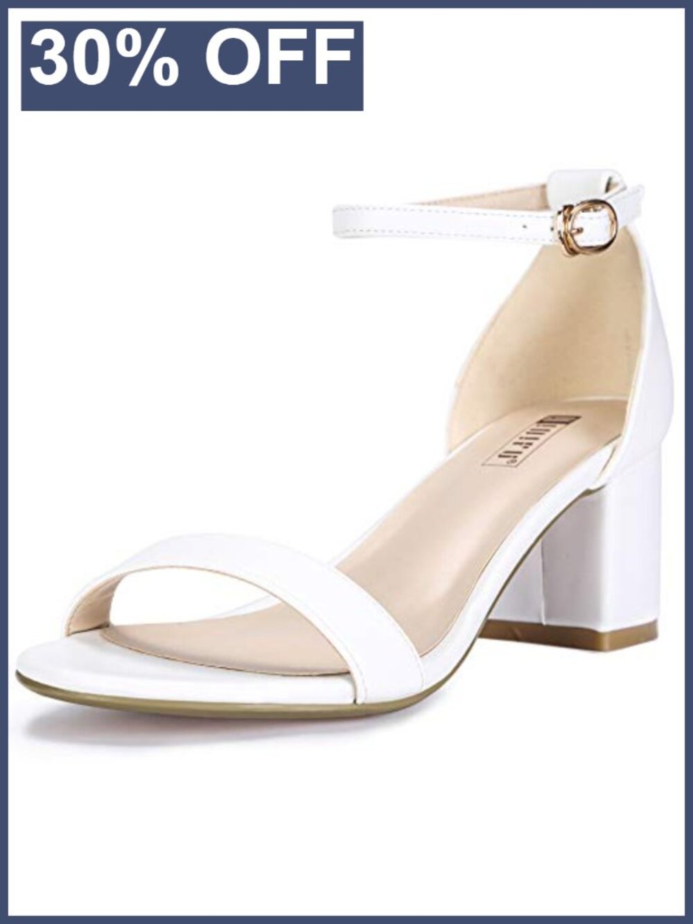 IDIFU Women's Cookie-LO Low Block Heels Chunky Sandals Ankle Strap Wedding